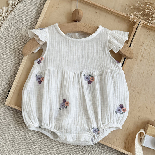 Children's Korean Style Clothing Summer Versatile Thin Embroidered Jumpsuit, Climbing Suit