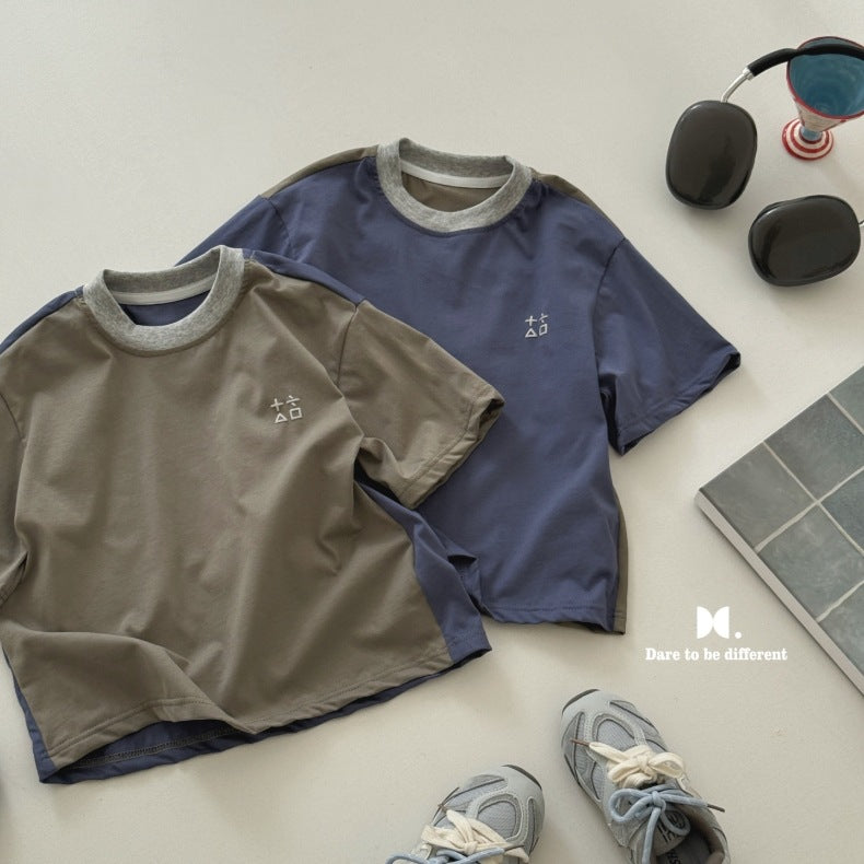 Size Roll Standard Boys Breathable Stitching Children's T-shirt