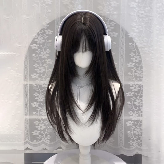 Women's Hair High-level Natural Two-dimensional Daily Black Long Straight Wig