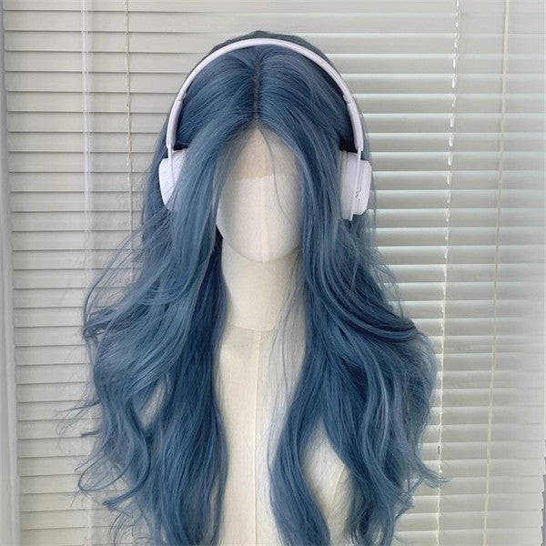 Cloudy Blue Cold Atmosphere Feeling Small Wig Long Curls