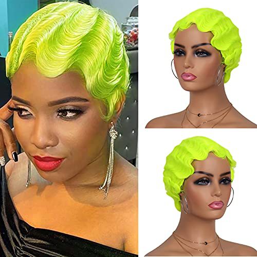 Generation Vintage Hand Push Water Ripple Simulation Wig Short Curly Hair