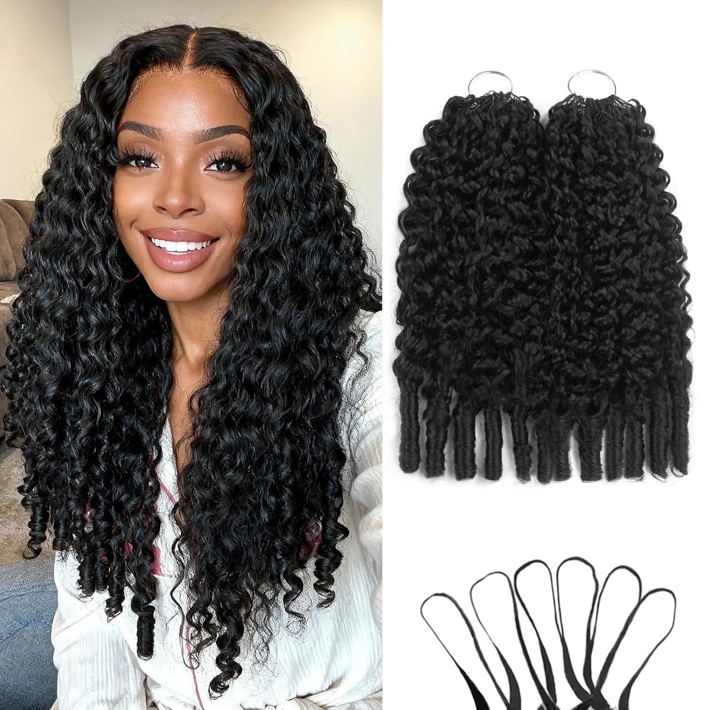 Glamorous Crochet Hair Extension Feather Human Wig Long Curls