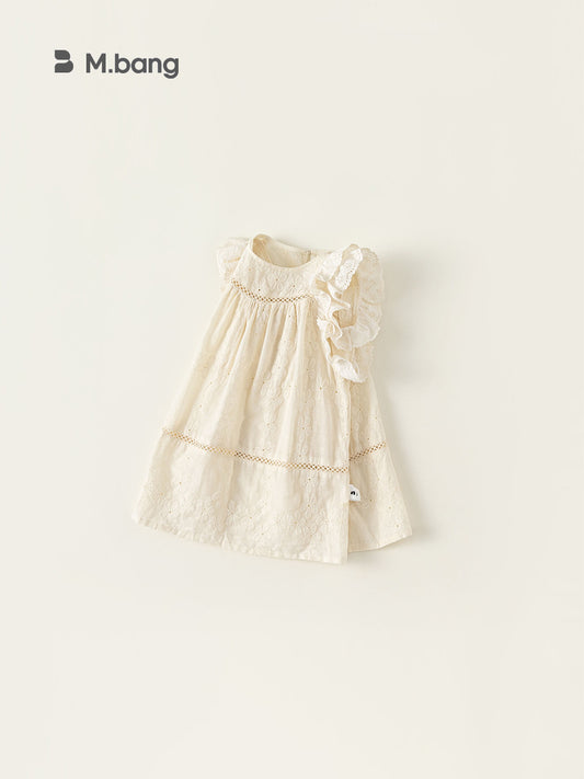 Children's Clothing Summer Sweet Flying Sleeve Hollow Flower Skirt A- Children's Dress