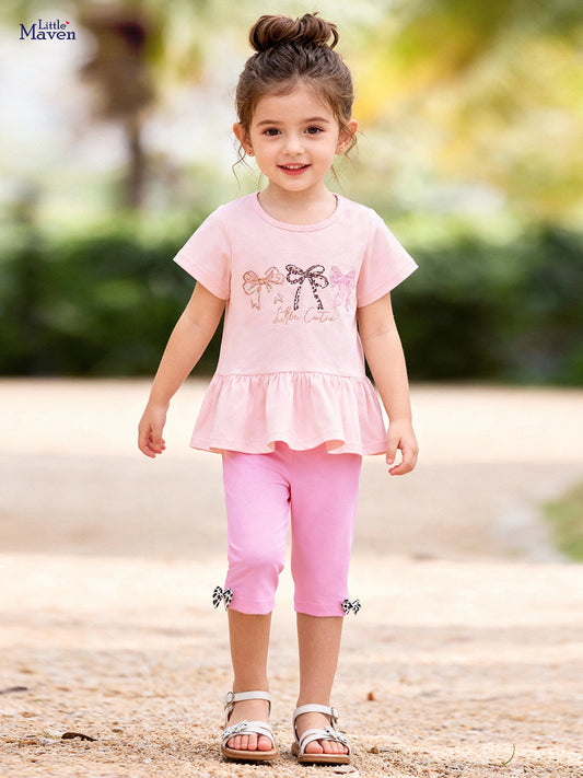 Glamorous Children's Summer Cute Short Sleeve Children's Suit