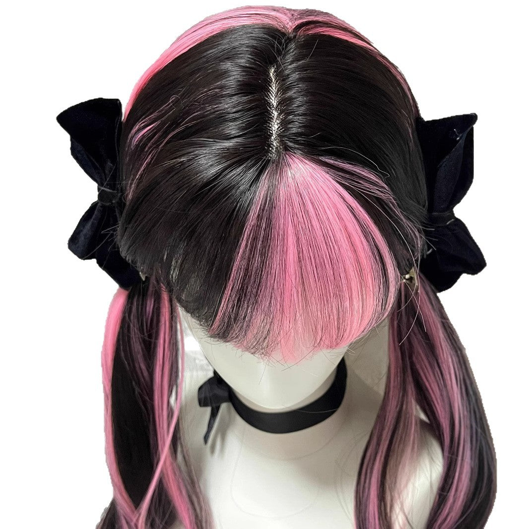 Happy Stone Black Dyed Pink Little Rose Curly Wig Long Curls
