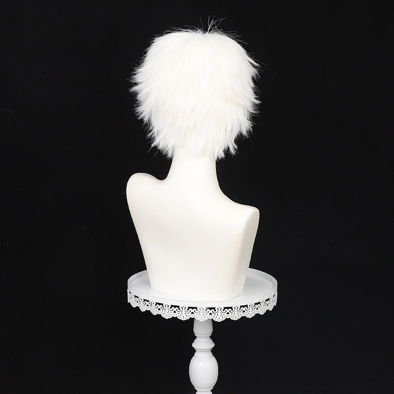 Men's Mercerized Dead Summer Light With Fur Top White Cos Wig