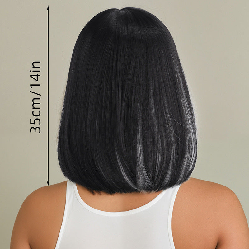 Women's Fashionable Bangs Short Hair Natural Chemical Long Straight Wig