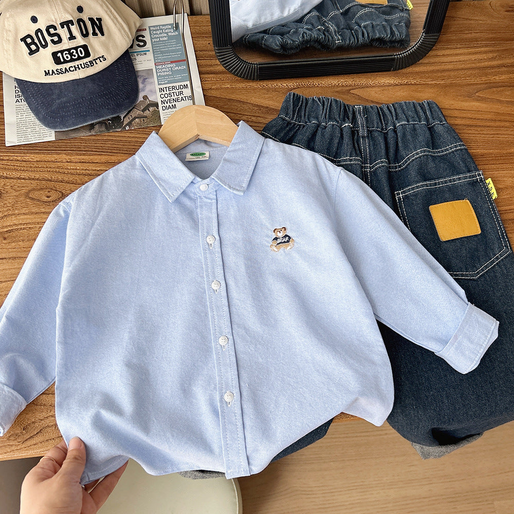 Children's Striped Clothing Autumn Middle Big Western Style Children's Shirt