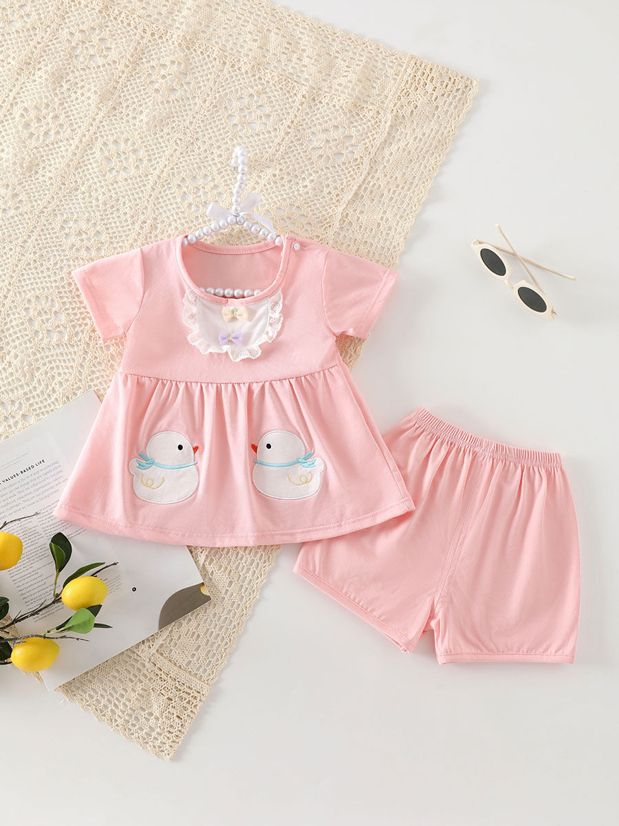 Summer Thin Short-sleeved Shorts Split Princess Dress Cute Clothes Children's Suit