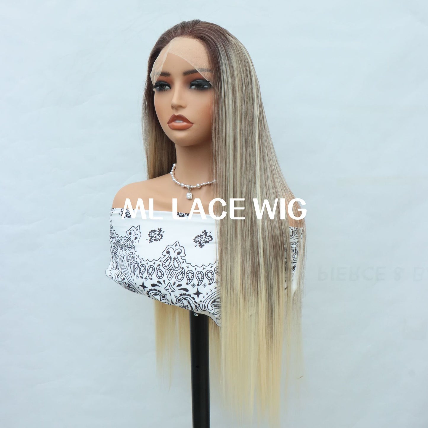Women's Lace Hand Crocheting Team Hair Fiber Long Straight Wig
