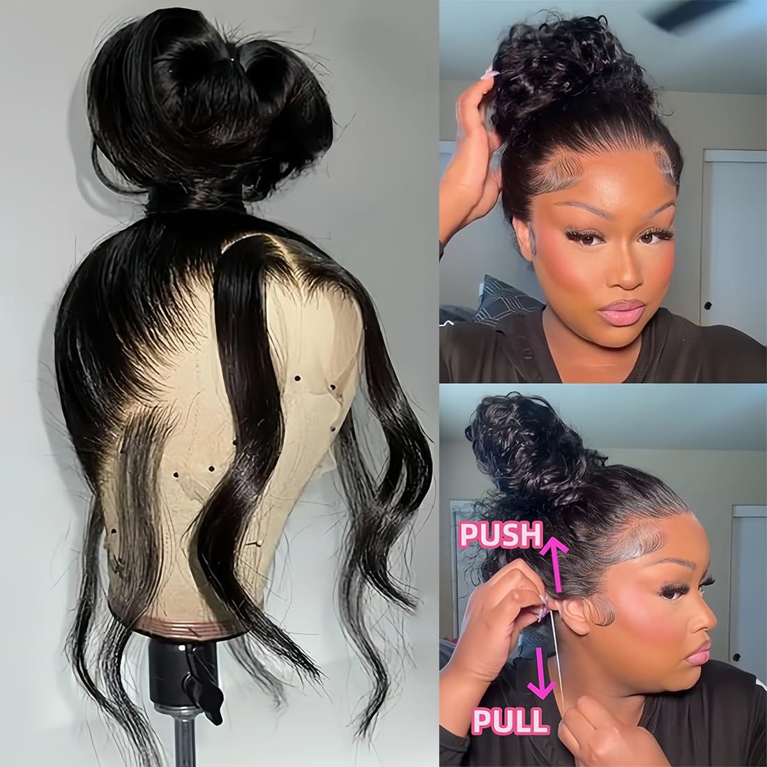 Full Lace Human Wigs Fishing Line Real Hair Wig