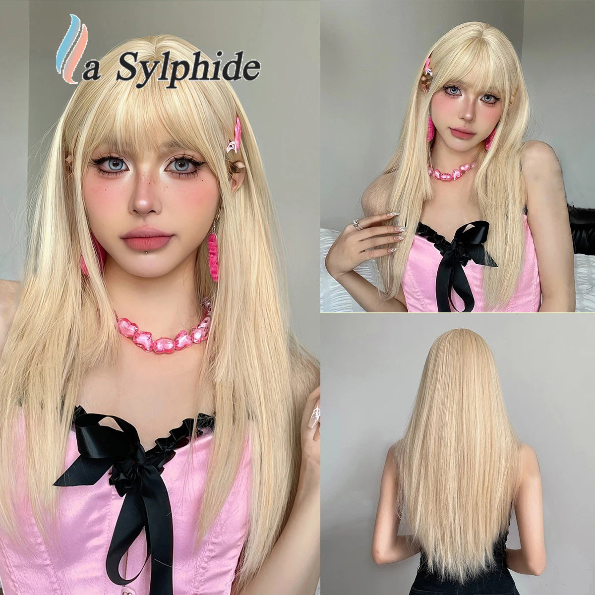Female Brown Hair Hood Chemical Fiber Mechanism Simulation Natural Long Straight Wig