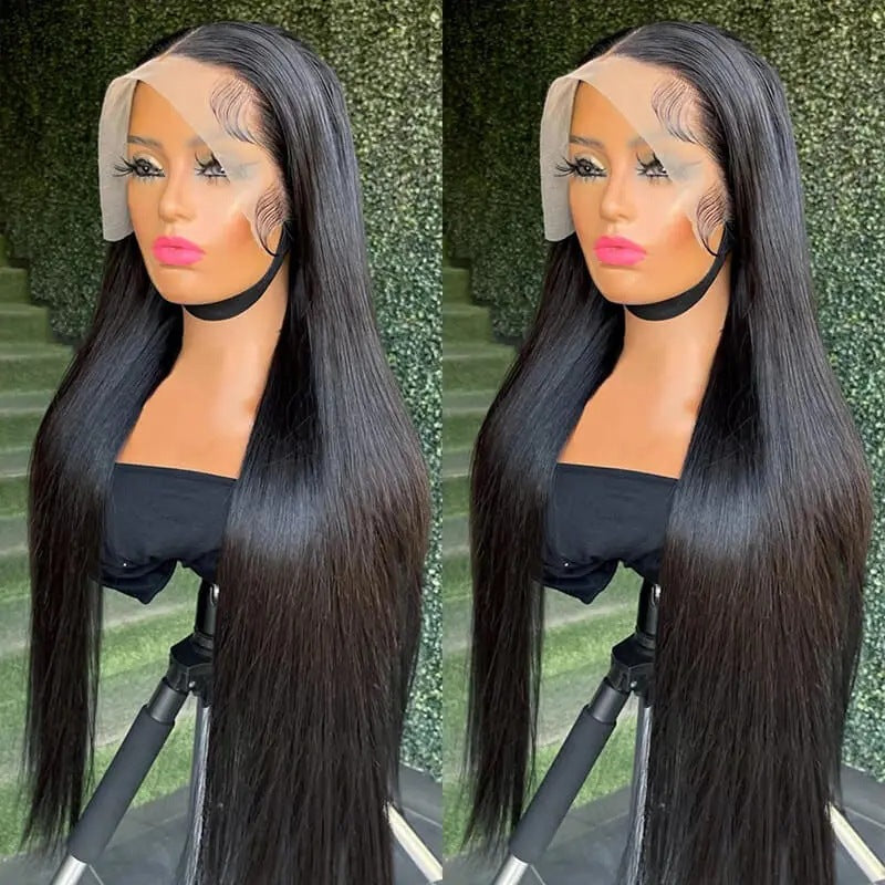 Women's Lace Wine Red Mid-length Fashion Synthetic Long Straight Wig