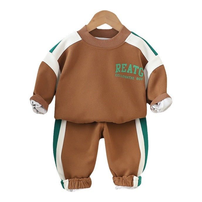 Clothing Sports Pants Round Neck Sweater Two-piece Children's Suit