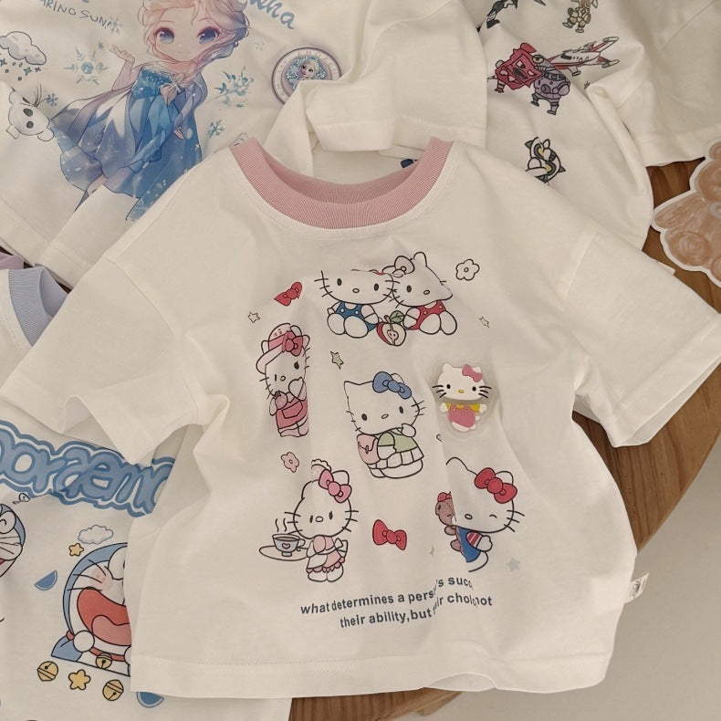 Children's Cute Summer Boys Woven Clothing Hand-held Children's T-shirt