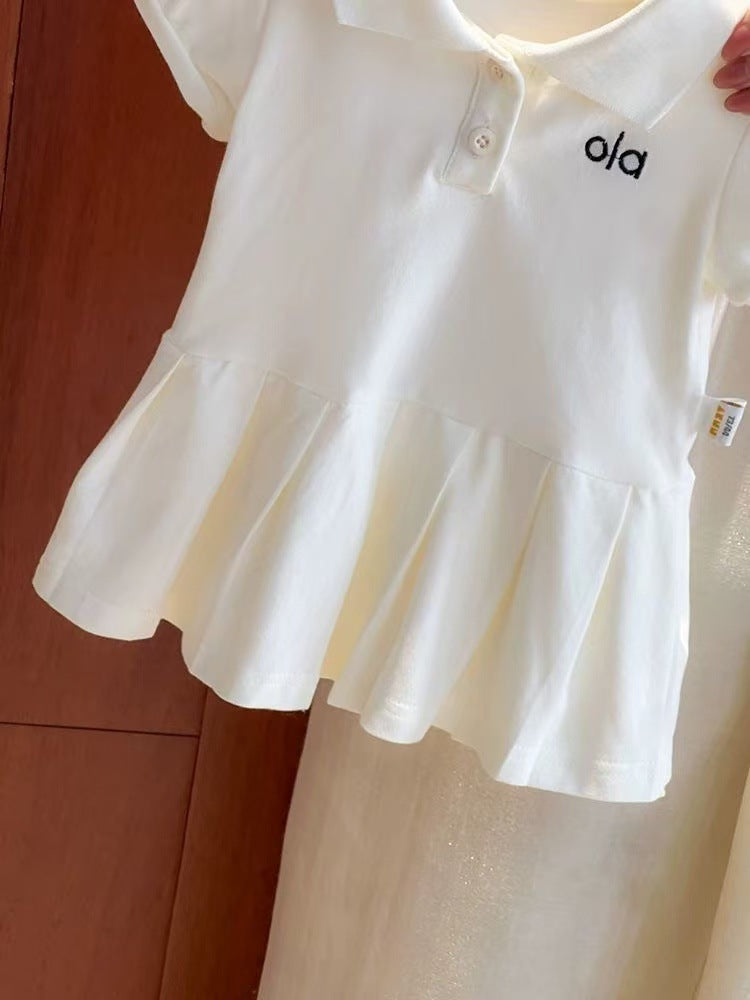 Summer Korean Little Preppy Style Skirt Embroidered Children's Dress
