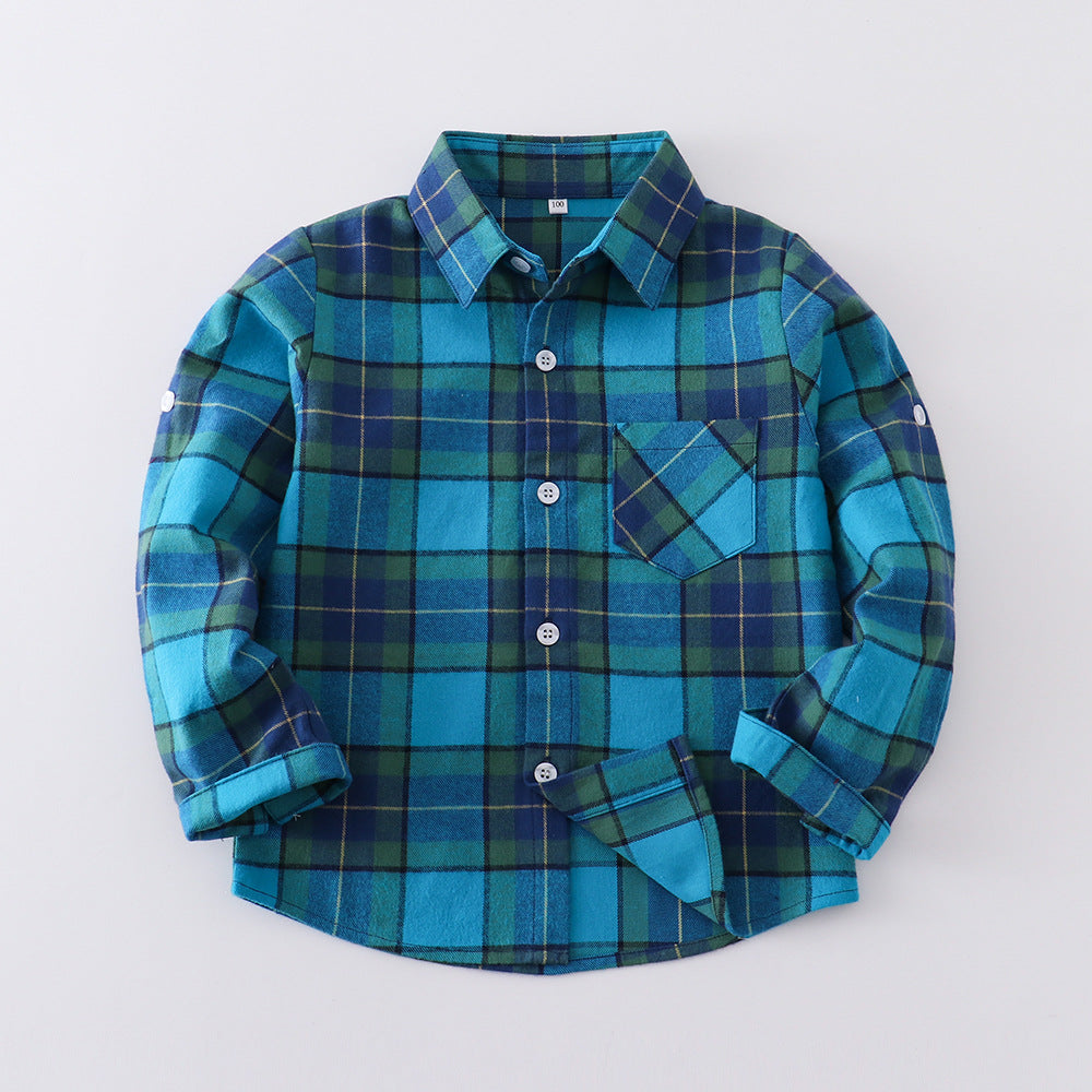 Children's Long-sleeved Plaid Korean Casual Cotton Trendy Western Children's Shirt