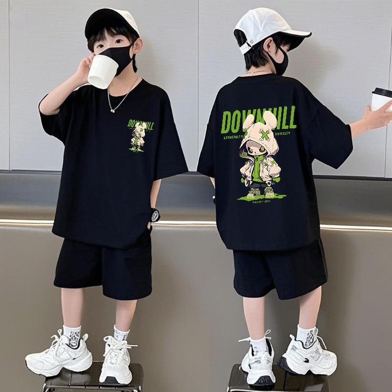 Pants Summer Loose Round Neck Half Cool Handsome Children's Suit