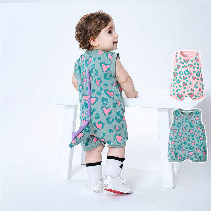 Rabbit Summer Infants Cartoon Cute Shape Sleeveless Leotard Love Full Jumpsuit, Climbing Suit