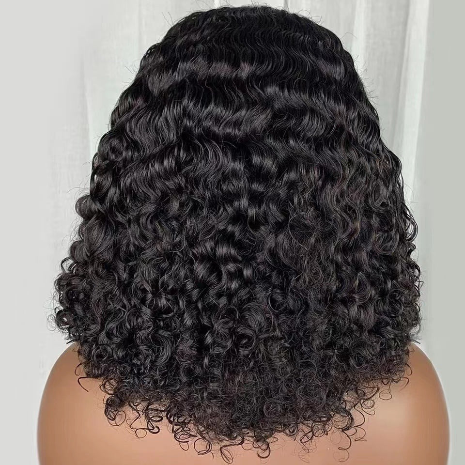 Women's Wigs Black Medium Hand Wrapping Small Wig Short Curly Hair