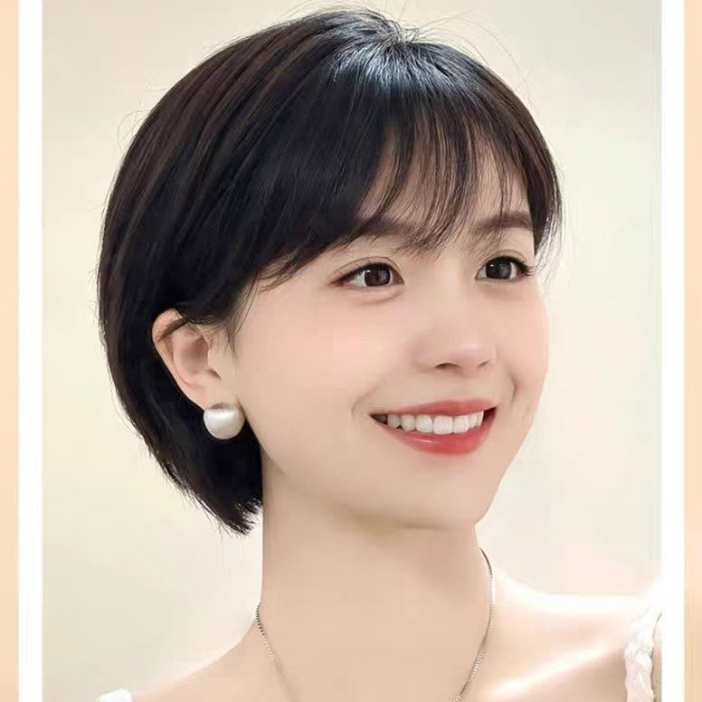 Women's Whole Head Cover All Natural Short Fluffy Real Hair Wig