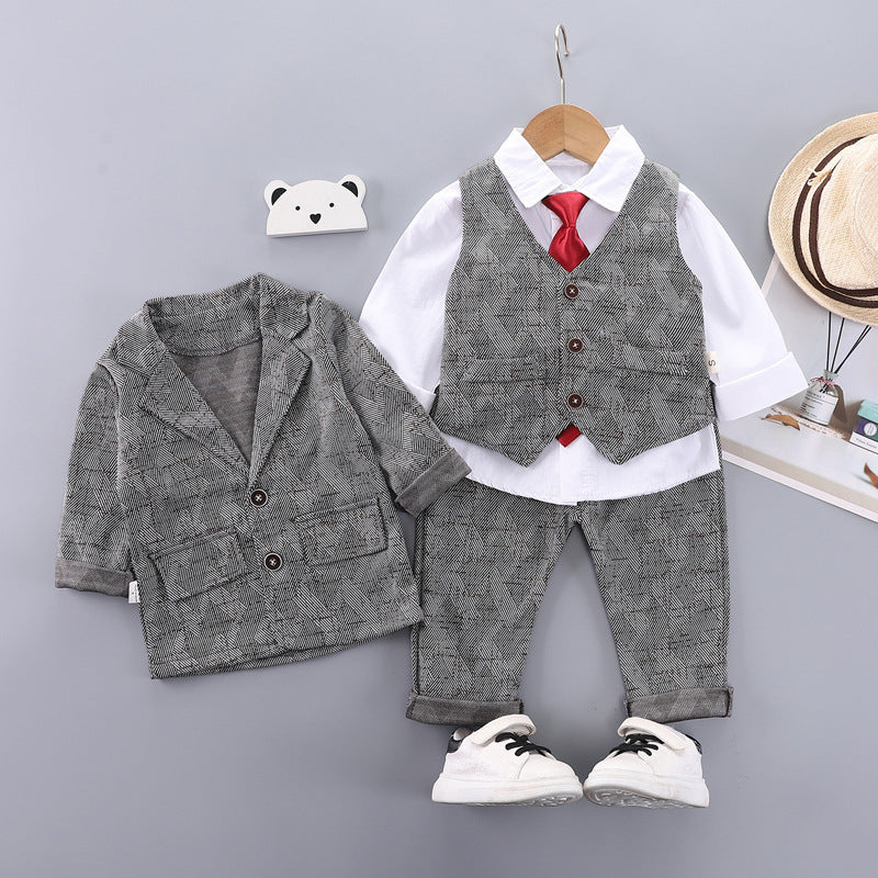 Children's Two Pieces British Birthday Boy Flower Children's Suit