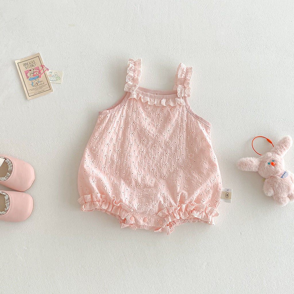 Korean Style Cute Western Lace Sling Romper Jumpsuit, Climbing Suit