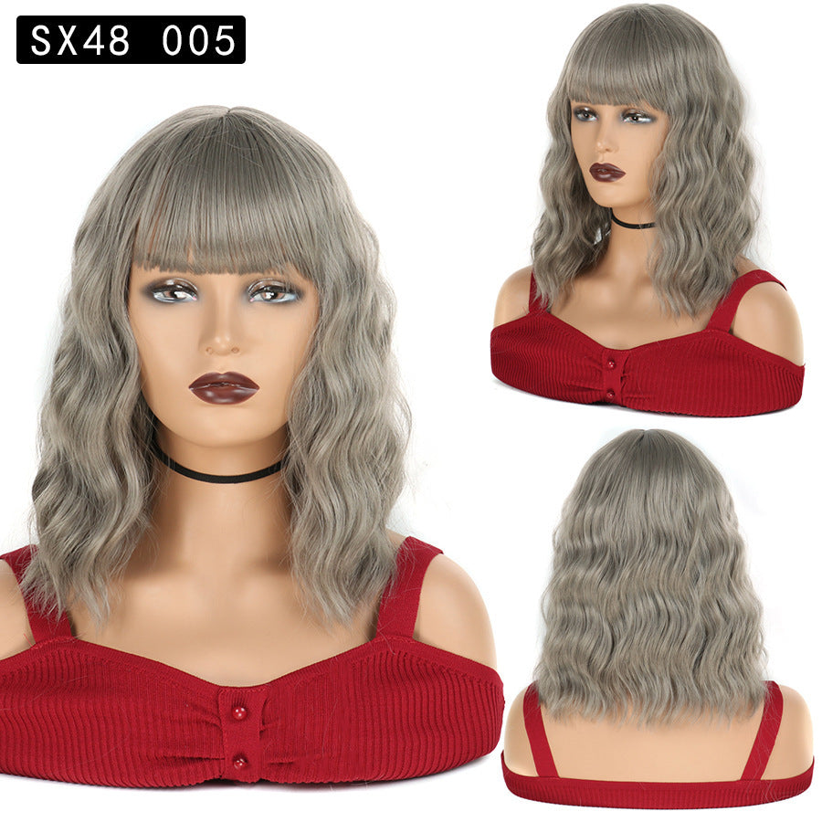 Corn Curler Headband Bangs Fiber Water Wig Short Curly Hair