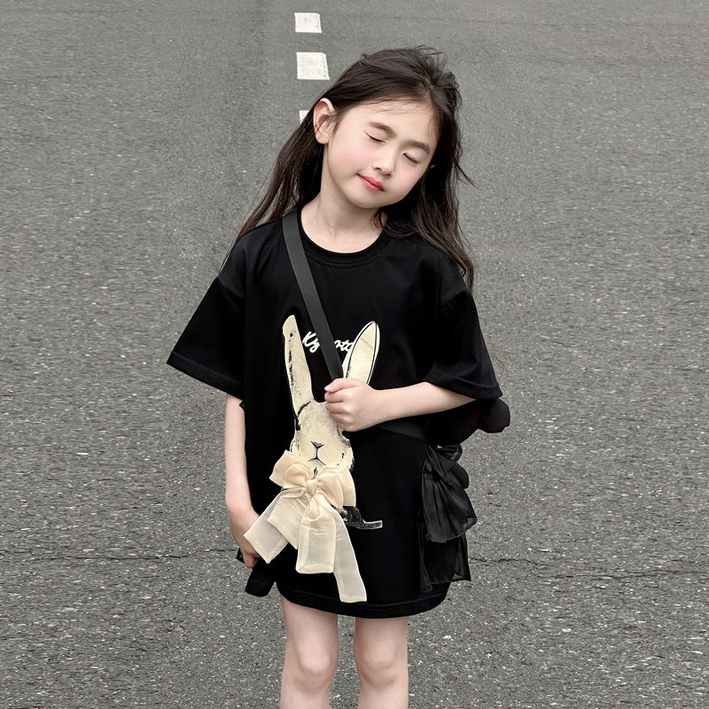 Children's Short-sleeved Big Loose-fitting Western Style Top Clothing Summer Casual Half-sleeve Children's T-shirt