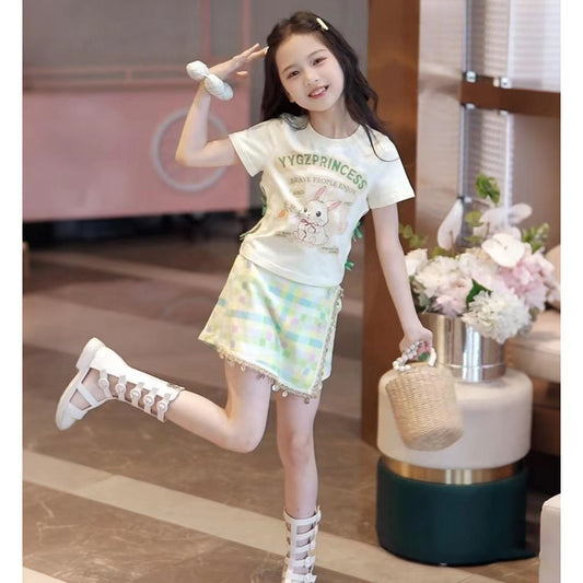 Children's Summer Korean Cartoon Short Sleeve T-shirt Children's Suit