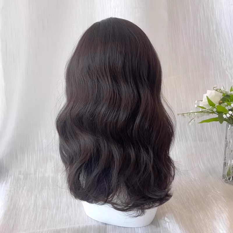 Women's Mid-length Small Short Hair Water Ripple Air Bangs Natural Wig Long Curls