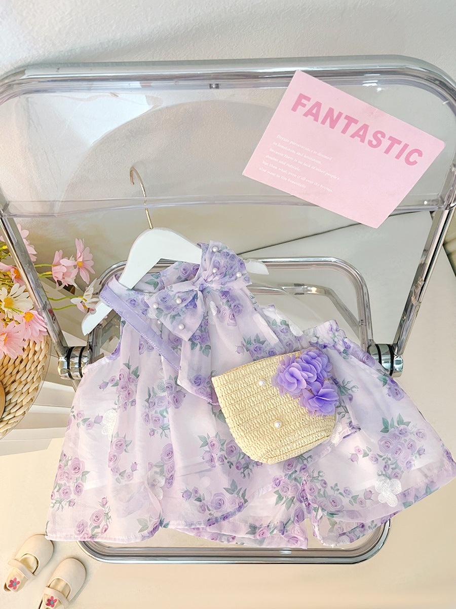 Children's Western Style Korean Thin Flower Top Children's Suit