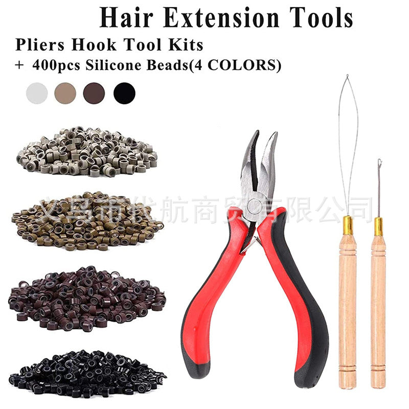 Hair Extension Kit Pliers Pull Ring Needle Threader Tools With Other Wig