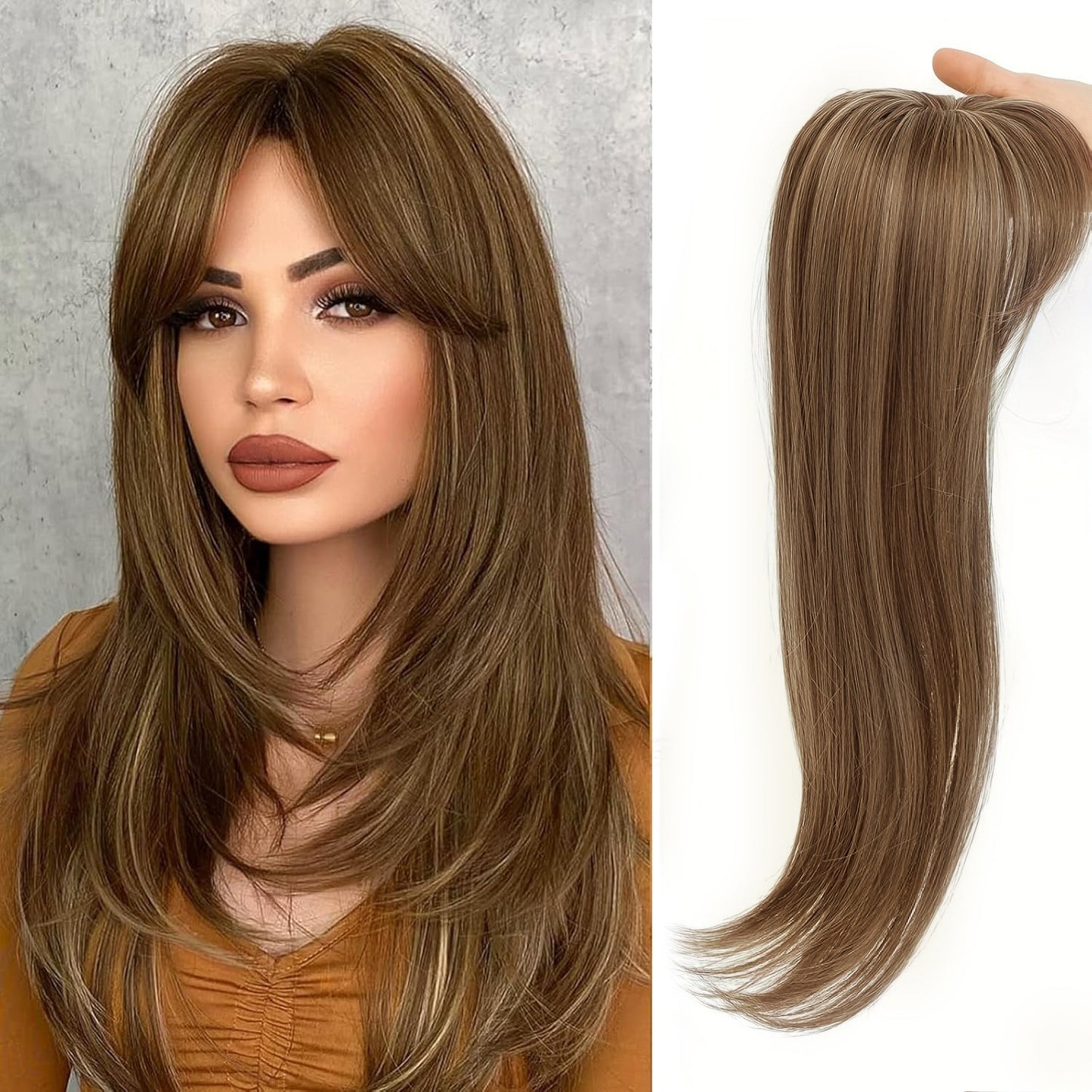 Women's Hairpiece Gradient Color Bangs Chemical Fiber Long Curly Hair Natural Wig