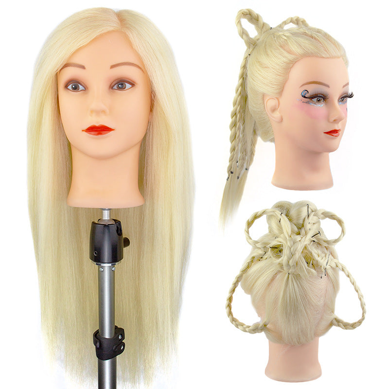 Model Head Real Human Hair Mannequin Golden Mixed Hairline Mock Other Wig