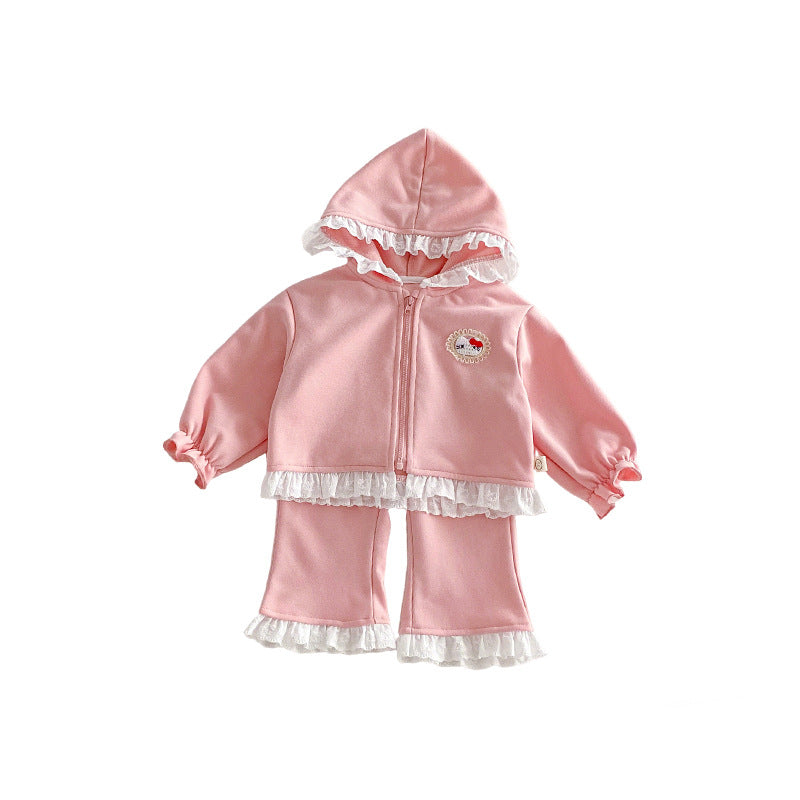 Korean Set Spring Foreign Style Labeling Hooded Children's Suit