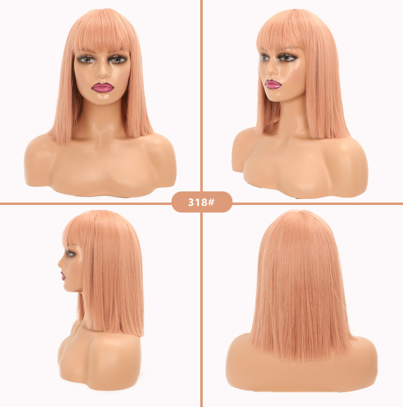 Collarbone Length Haircut Head Chemical Fiber Wig Short Straight Hair