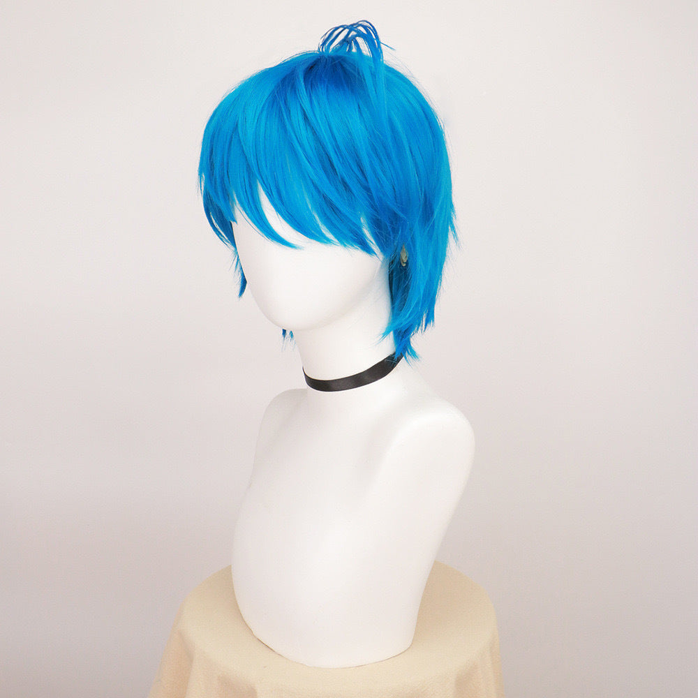 Brain Special Team Blue Dull Hair Short Cos Wig