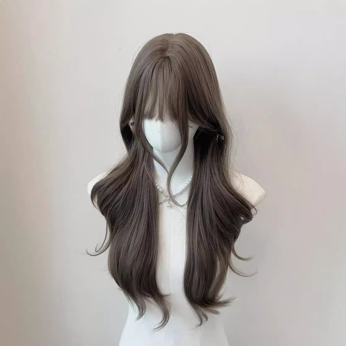 Air Straight Bangs Big Wave Gradient Curly Hair Natural Wig Long Curls