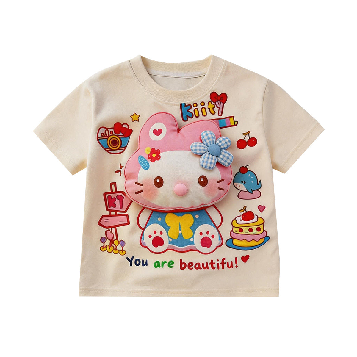 Cotton Summer Boys Short Sleeve Three-dimensional Children's T-shirt