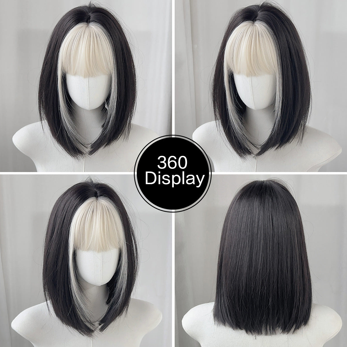 Asian Culture Bobo Female Gray White Bangs Lolita Wig Short Straight Hair