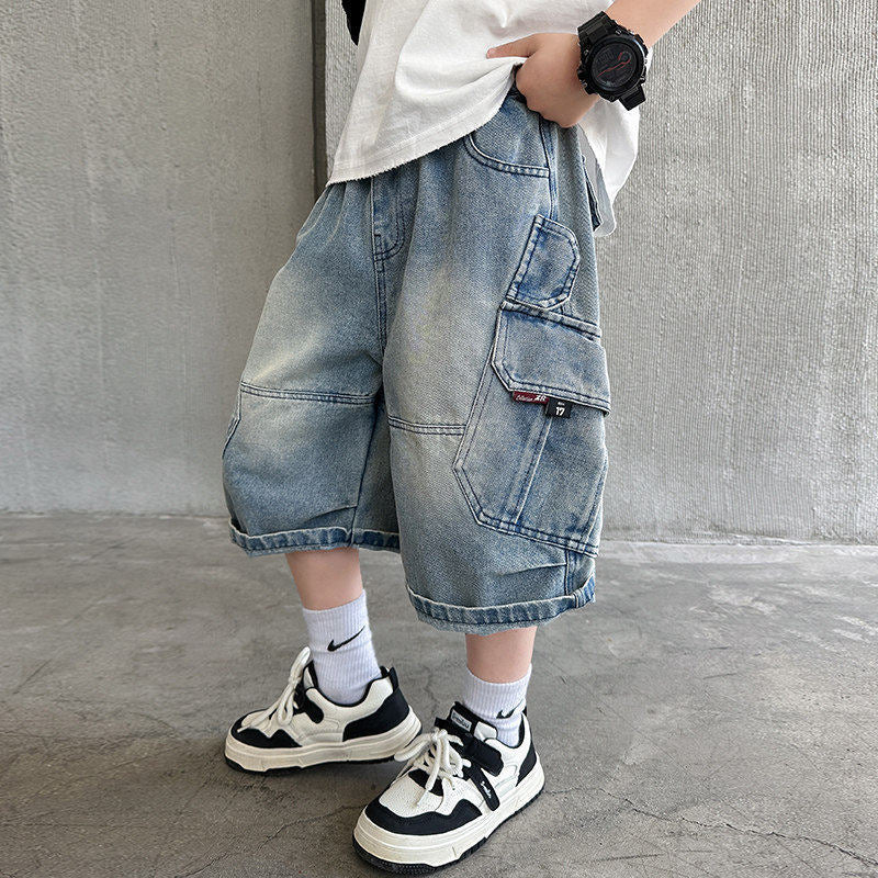 Children's Clothing Summer Denim Shorts Casual Handsome Middle Youth Korean Children's Pants