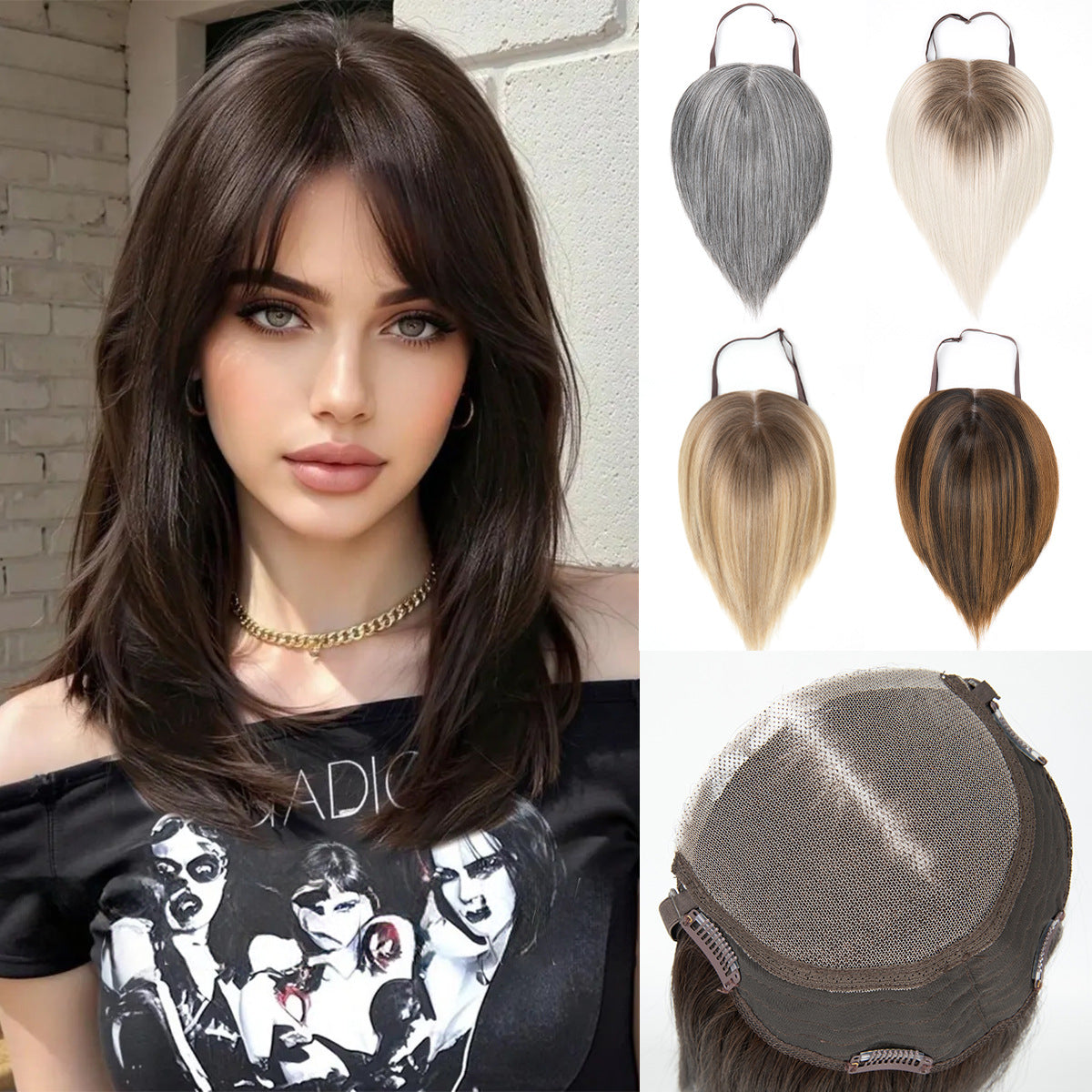 Women's Lace Screen Top Hairpiece Additional Hair Other Wig