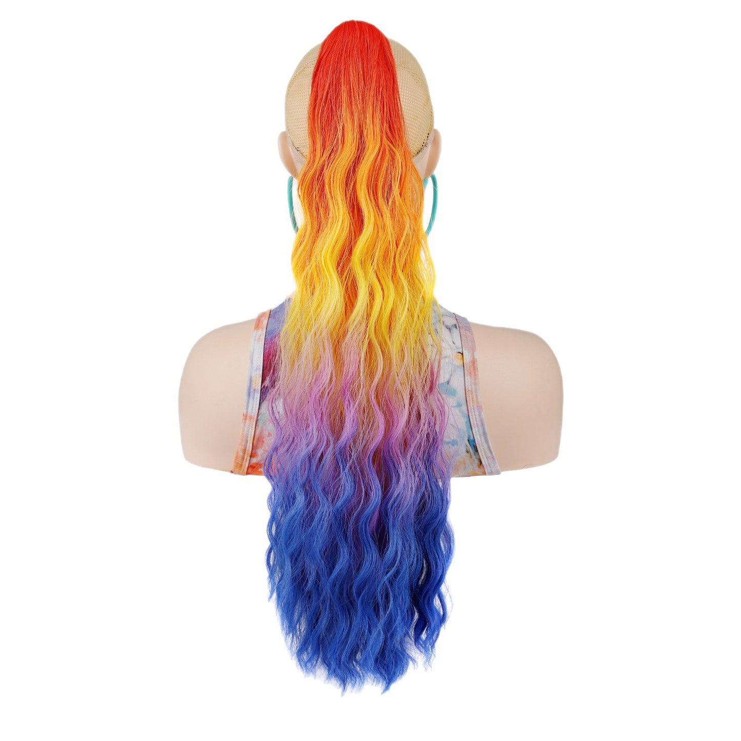 Women's Grip Curly Hair Chemical Fiber Medium Long Wig Ponytail