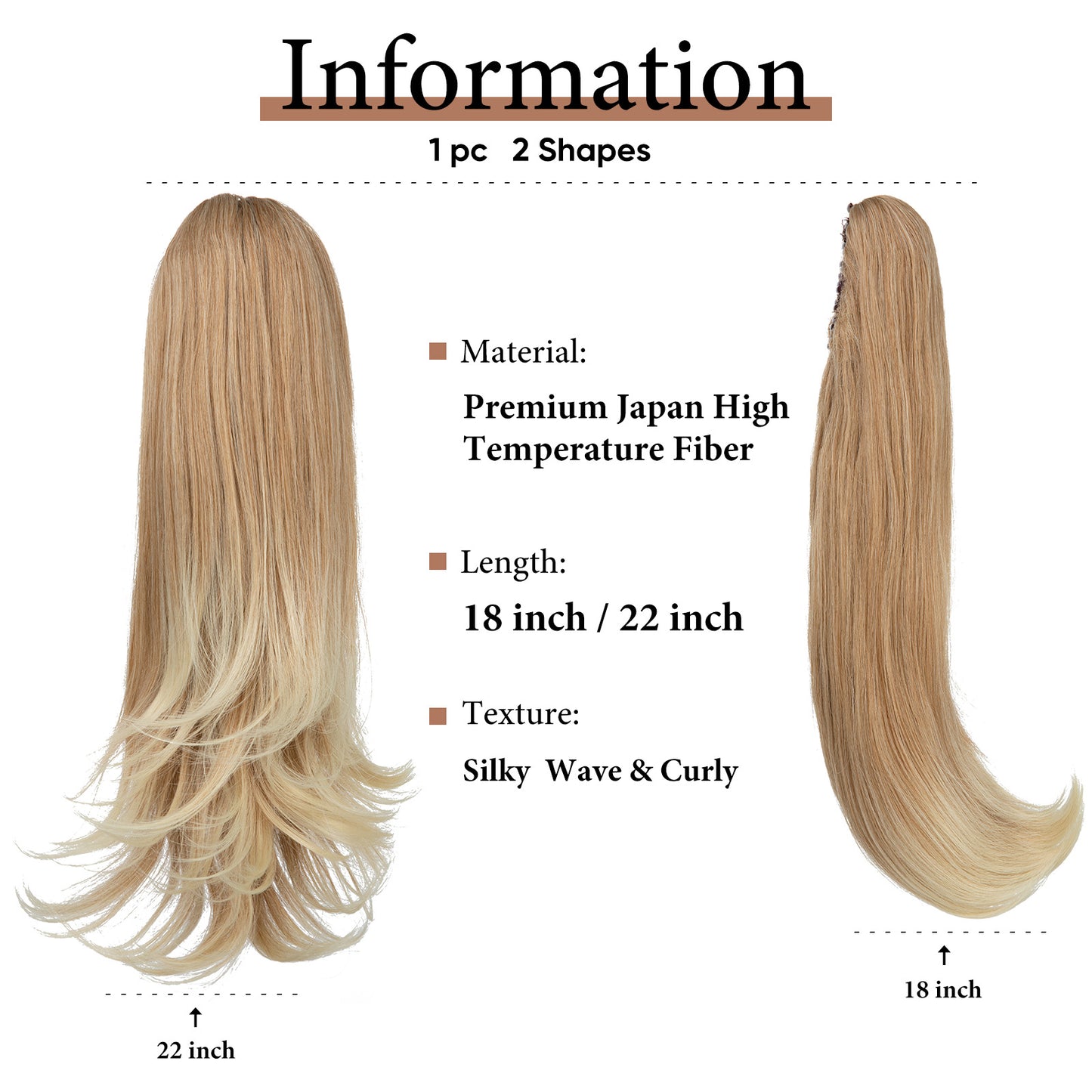 Women's Short Hair Chemical Fiber Height Natural Fluffy Long Curly Jaws Wig Ponytail