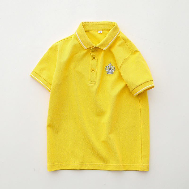 Children's Summer Korean Style Short-sleeved Medium Big Cotton Shirt Polo Children's T-shirt