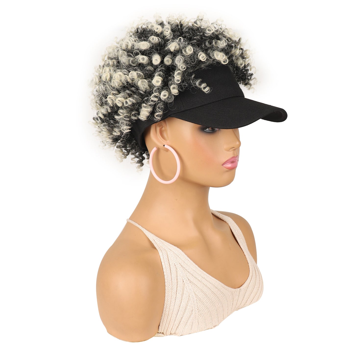Women's Hat Small Roll Head Cover Screw Spring Wig Short Curly Hair