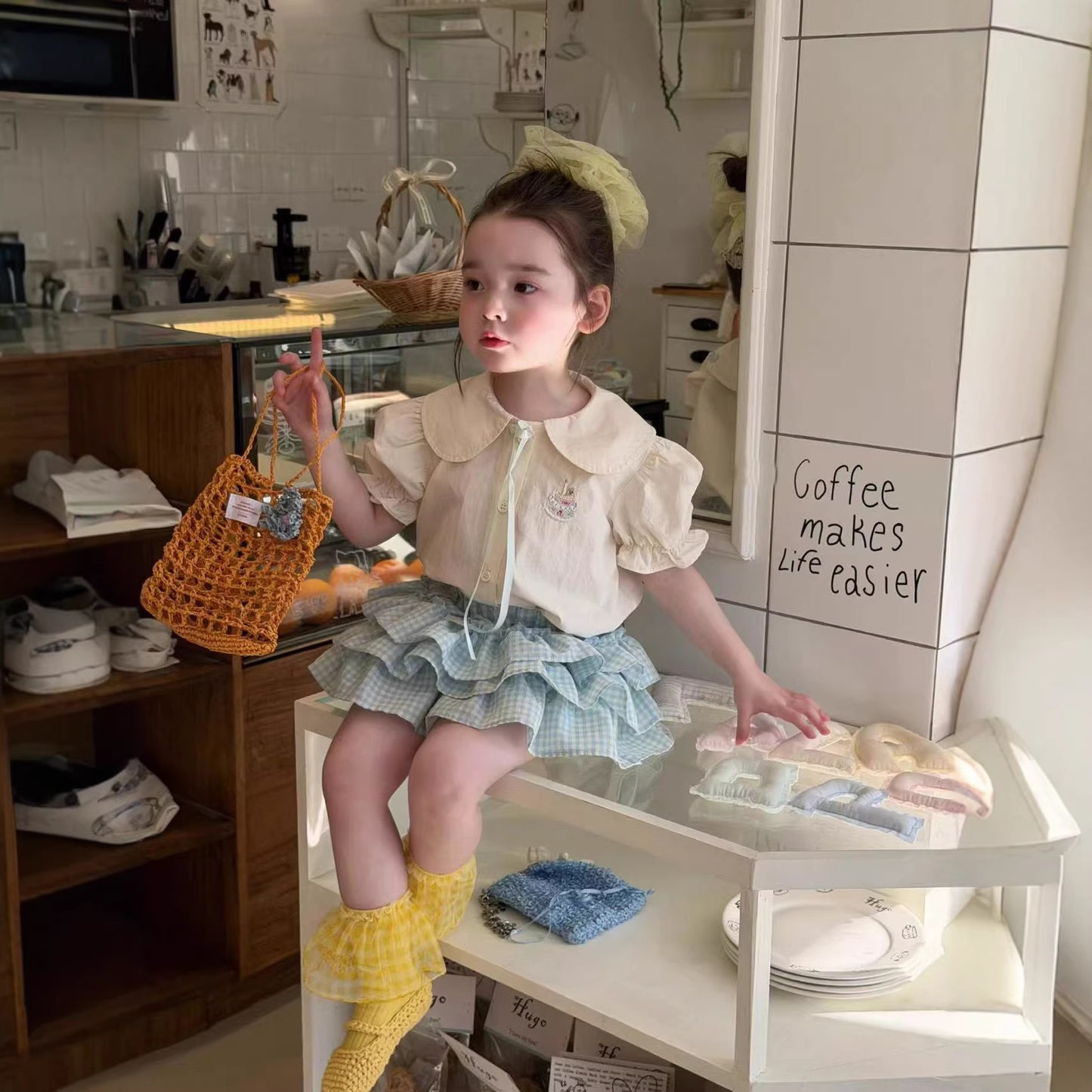 Children's Summer Korean Lapel Cotton Shirt Doll Children's Suit