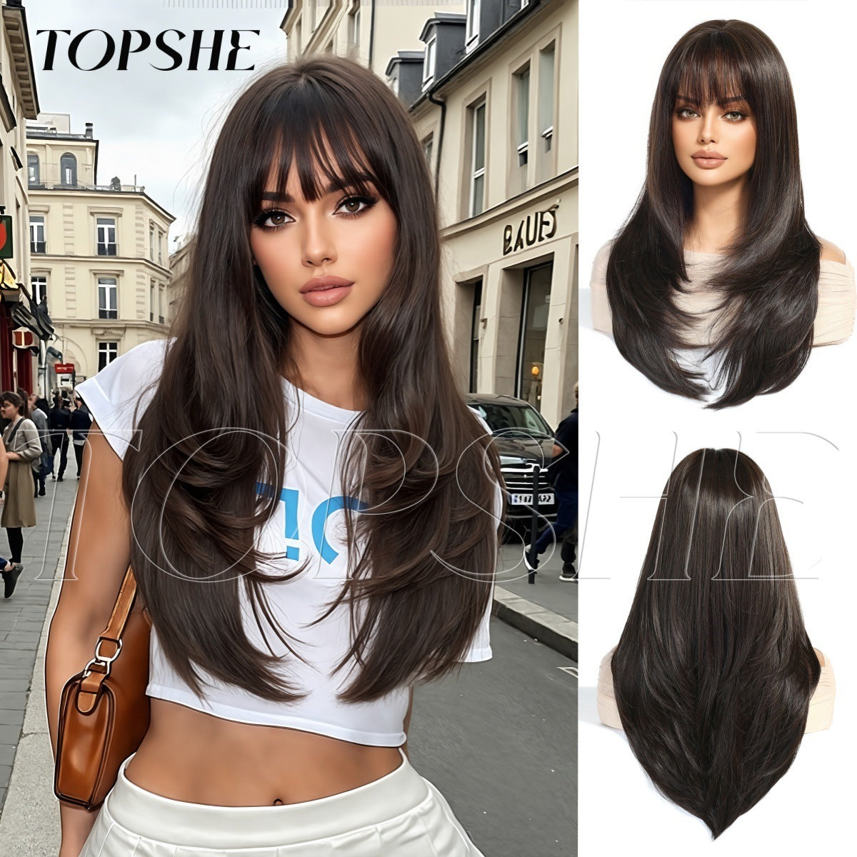 High Level Gradient Brown Hair Fashion Long Straight Wig