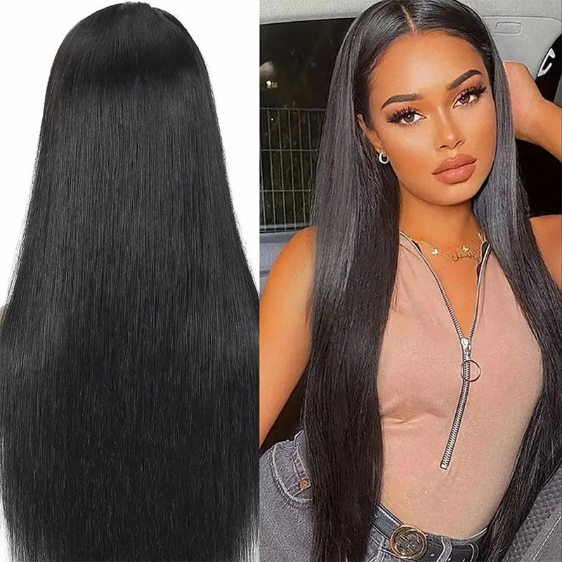 Elegant Slouchy Cool Brazilian Human Straight Real Hair Wig